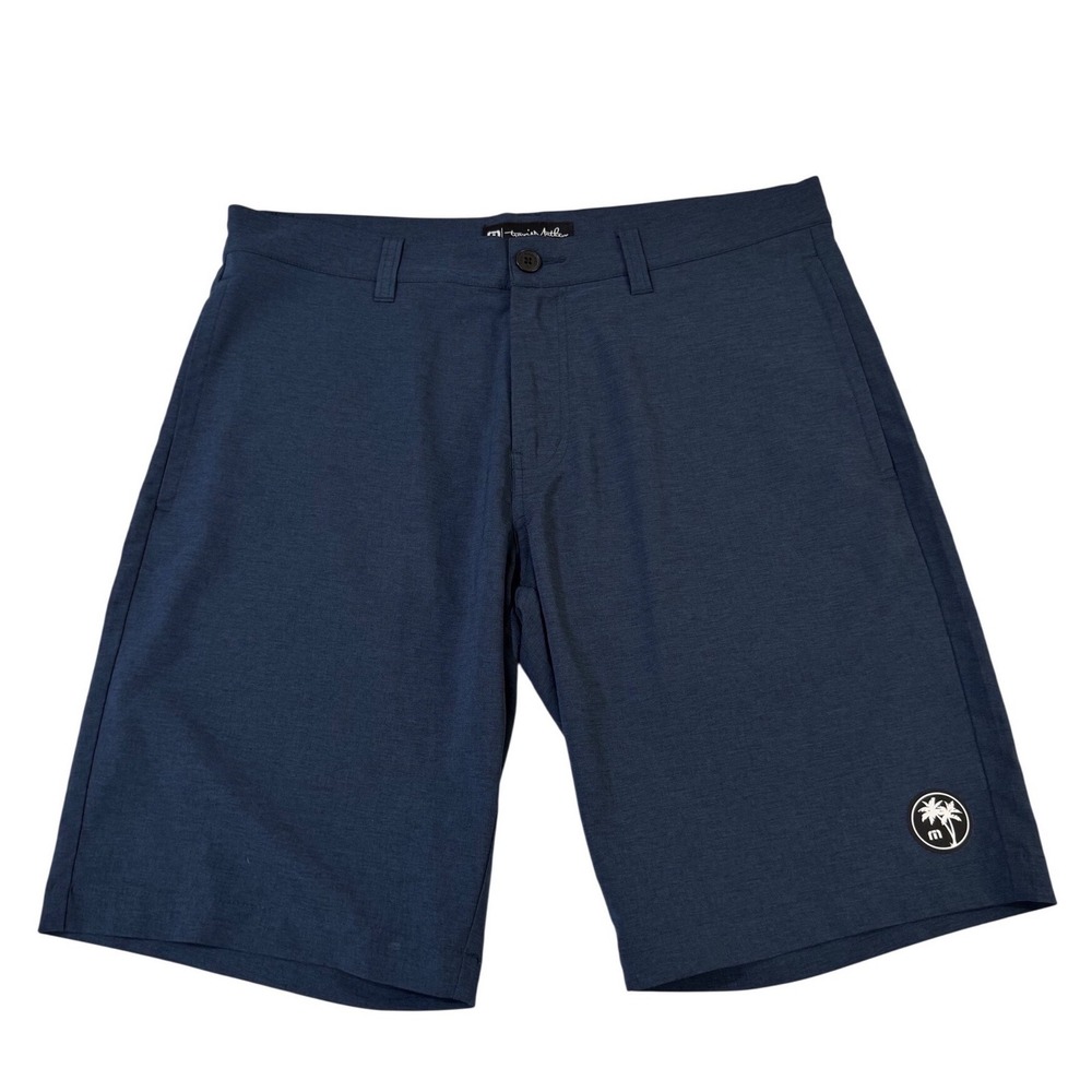 TravisMathew Beck Golf Shorts Mens 34 Navy‎ Blue Stretch Heathered Athletic
